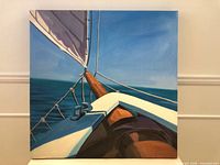 Full view of square Catherine Breer Schooner canvas print on wall