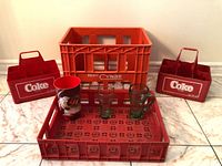 Overall lot view showing all carriers, crate, tray and glassware