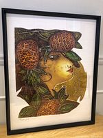 Full view of framed collagraph debossed print