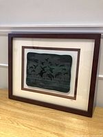 Framed signed glass engraving front view