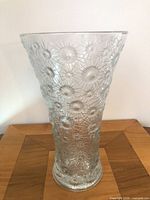 Full view of clear atomic starburst glass vase