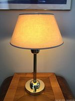 Lamp illuminated, full view with shade