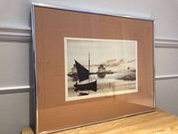 Full view of framed print showing frame and matte