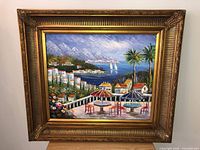 Framed oil painting showing full view