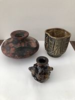 All three ceramic pieces front view