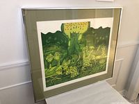 Front view of framed surrealist print showing entire artwork