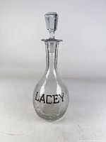 Front view showing “LACEY” lettering and stopper