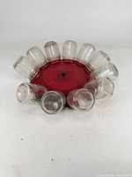 Top view of rotating base with 11 jars attached