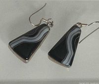 Front view of both sterling silver agate earrings