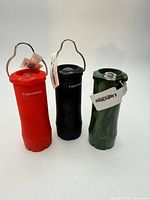 Front view of three Lightway flashlights in red, black, camouflage with tags