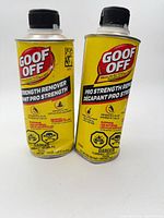 Front view of both Goof Off Pro Strength Remover cans showing volume and branding