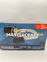Front of box showing Mastercraft utility transfer pump image and specs