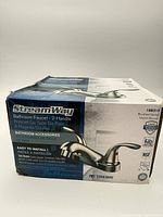 Front of retail box showing StreamWay model 188319 faucet image and specifications