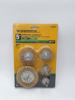 Front of sealed The Workbench Series 5-piece crimped wire cup brush set