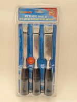 Front view of sealed 3-piece ToolDeal chisel set