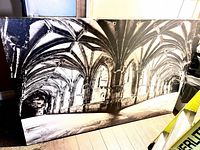 Full view of the canvas showing Gothic corridor image