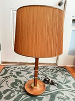 Full view of lamp with shade, cord visible