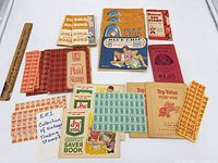Overview of all trading stamp books and loose stamps