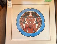 Full view of framed serigraph showing mat, frame and artwork