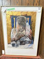 Full view of framed artwork showing entire composition and frame