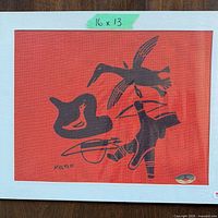 Front view of entire textile print showing size tag 16 × 13