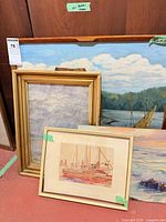 Group shot of all four framed seascape paintings