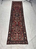 Full view of Hamedan runner rug laid flat