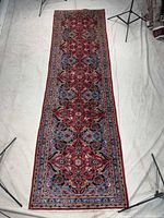 Full overhead view of entire Kashan runner showing complete design and dimensions