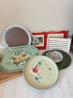 Group shot of all trays and chargers arranged together