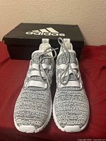 Front view of Adidas Kaptir sneakers with box