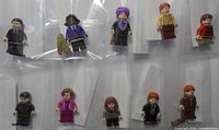Overview showing 10 individually bagged Harry Potter LEGO minifigures
