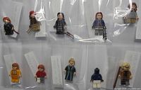 Overview of all ten sleeved minifigures with accessories