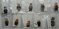Overall view of 10 bagged Harry Potter LEGO minifigures