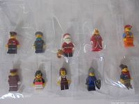 Group shot of all 10 individually bagged minifigures
