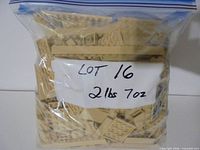 Front of sealed bag showing tan LEGO bricks