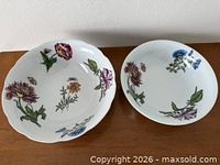 Both floral ceramic bowls top view