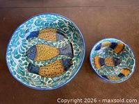 Both Talavera bowls side by side showing size difference and fish design