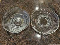Top view of both glass bowls showing shape and ribbed design
