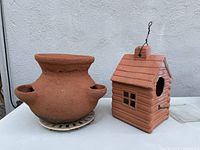Planter and birdhouse front view