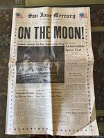 Front page of San Jose Mercury newspaper showing headline and layout