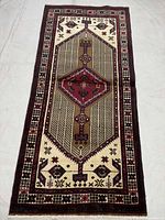 Full view of Sarab runner rug showing entire design and borders