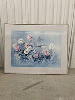 Front view of framed floral print