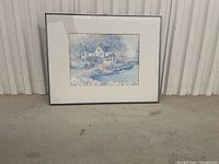 Front view of framed print showing artwork, mat, and frame