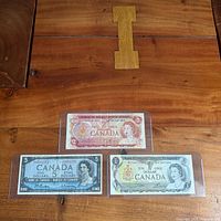 All three banknotes in sleeves