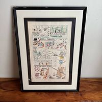 Full view of framed comic artwork