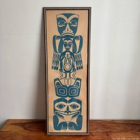 Full view of framed vertical print on wall