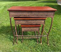 front view showing all three nesting tables stacked