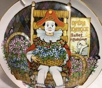 Front view of Royal Doulton Painted Feelings plate showing full clown design and gold rim