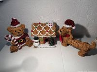 All three tinsel figurines displayed together