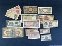 Overall view of all banknotes laid out